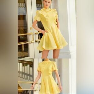 Antonio Melani Iris Linen Floral Mockneck Short Sleeve Dress size2